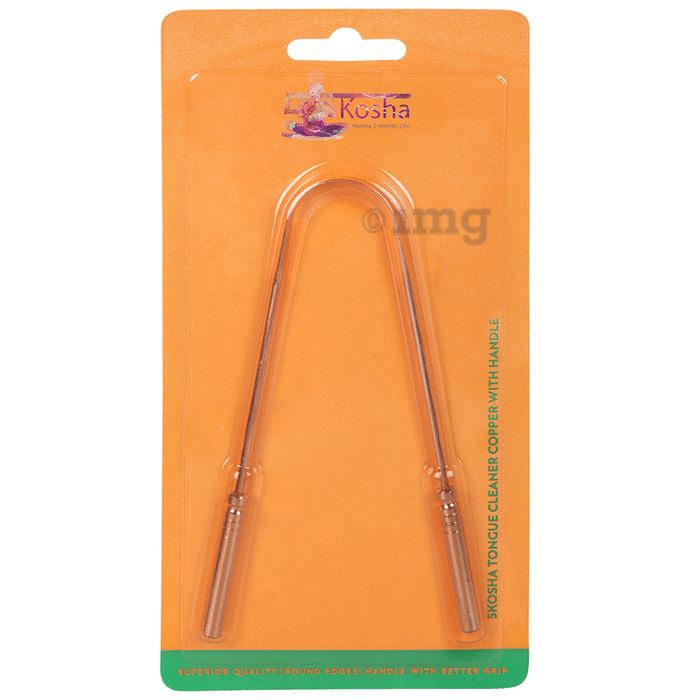 5 Kosha Copper with Handle Tongue Cleaner