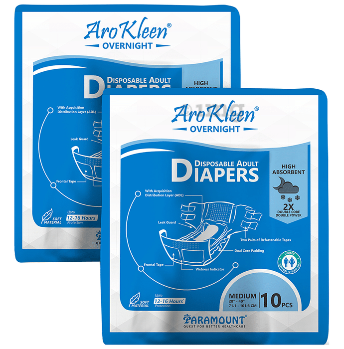 Arokleen Overnight Disposable Adult Diaper (10 Each) Medium