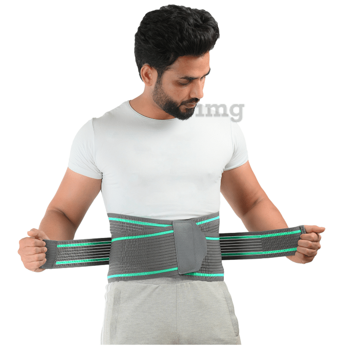 K Squarians Lumbar Sacral Belt for Back Pain Small Grey