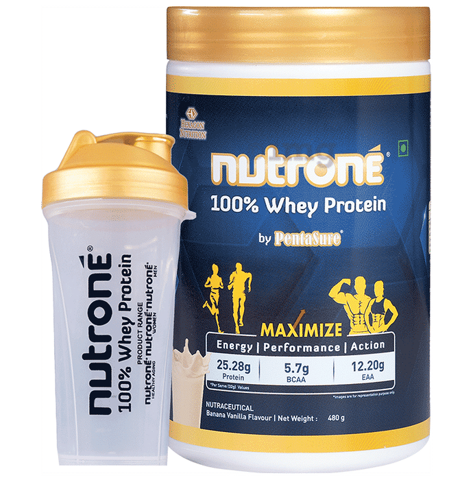 Nutrone 100% Whey Protein Powder Banana Vanilla with Shaker Free
