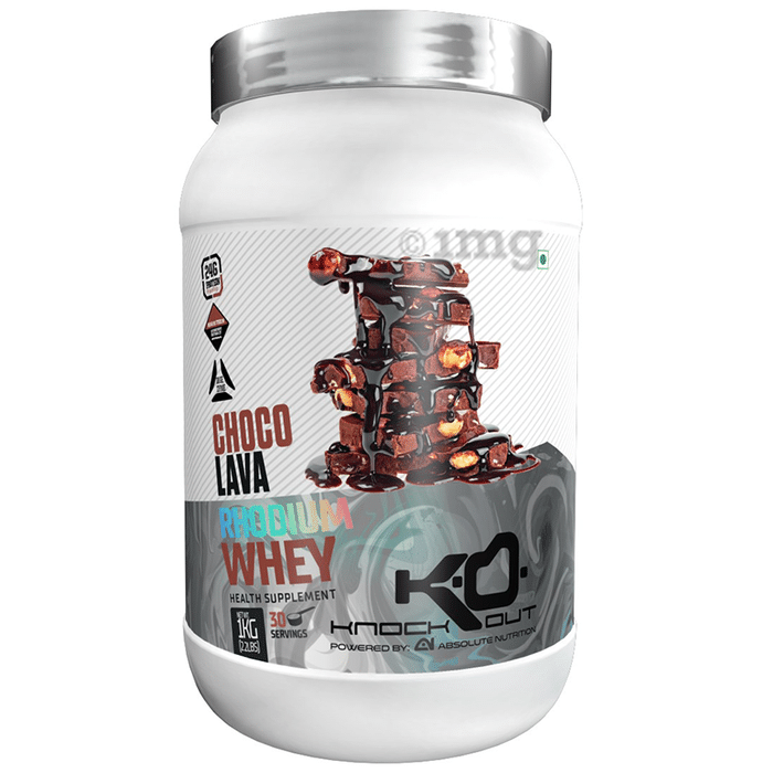 Knockout Rhodium Whey Protein Powder Choco Lava with Free Shaker