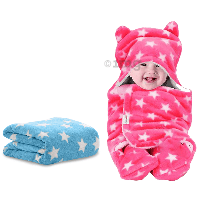 Oyo Baby Blanket Wrapper for New Born Baby Blue & Pink
