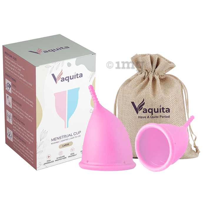 Vaquita Ergonomic Design Menstrual Cup with Jute Pouch Large Pink