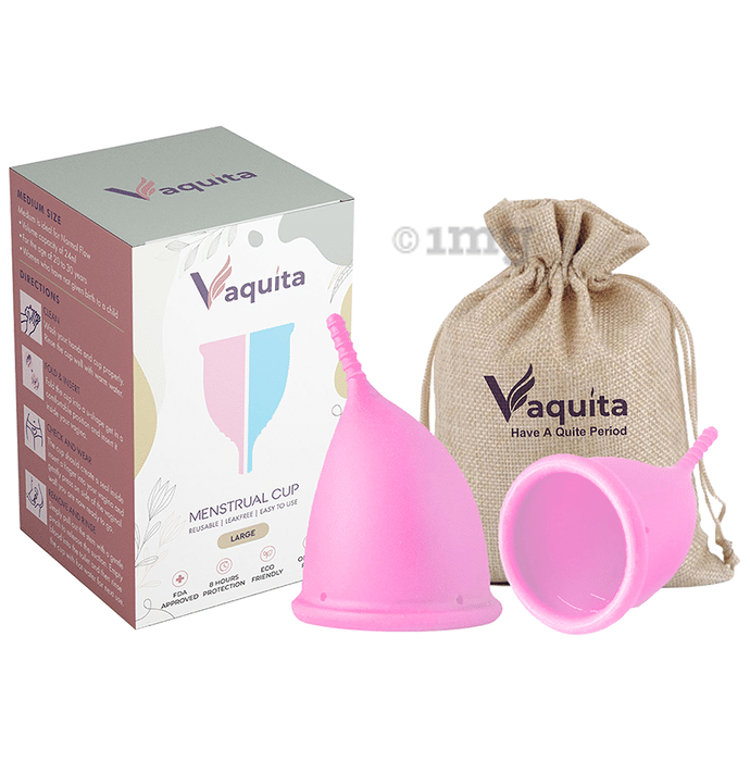 Vaquita Ergonomic Design Menstrual Cup with Jute Pouch Large Pink