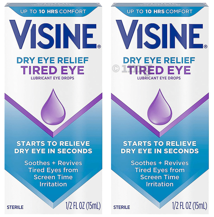 Visinerv Dry Eye Relief Tired Eye Lubricant Eye Drops (15ml Each)
