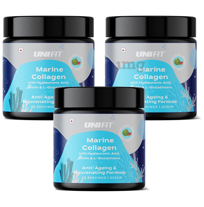 Unifit Marine Collagen Powder for Healthy Skin & Hair (250gm Each) Watermelon