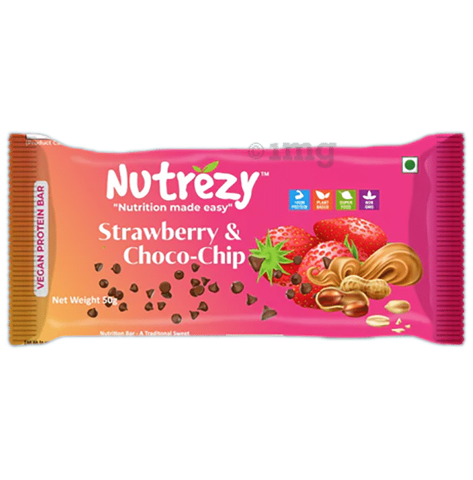 Nutrezy Strawberry & Choco-Chip Vegan Protein Bar