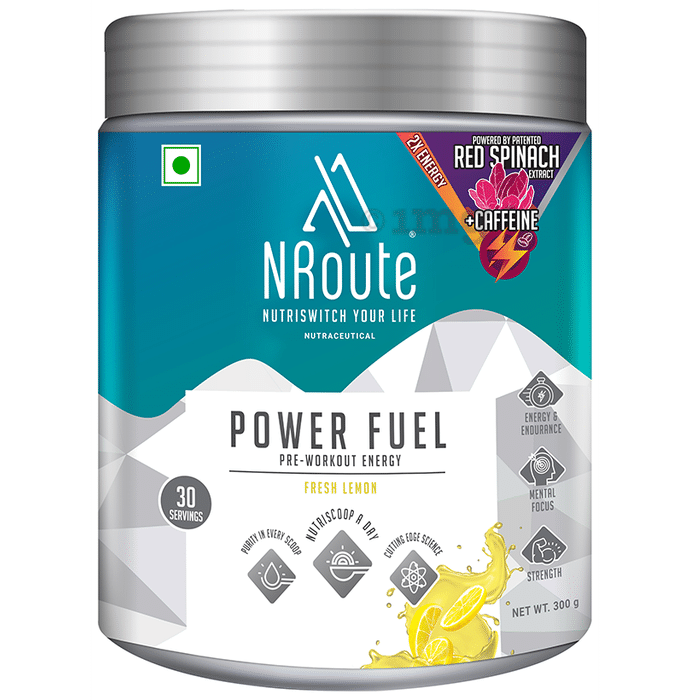 Nroute Power Fuel Pre-Workout Energy Powder Fresh Lemon