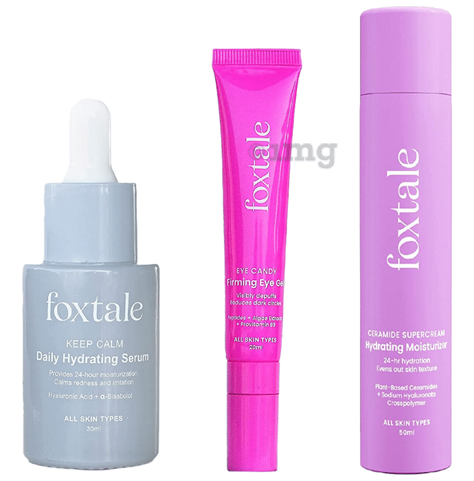 Foxtale Combo Pack of Daily Hydrating Serum 30ml, Firming Eye Gel 20ml and Hydrating Moisturizer 50ml