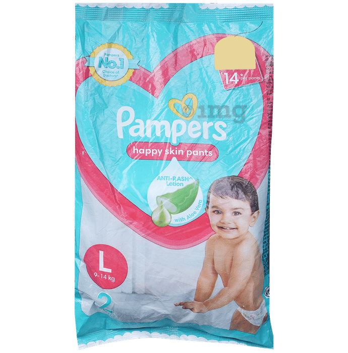 Pampers Happy Skin Pants With Anti Rash Lotion Diaper Large with Aloe Vera