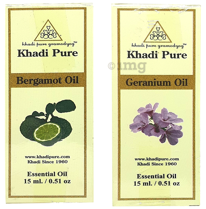 Khadi Pure Combo Pack of Bergamot Oil & Geranium Oil (15ml Each)
