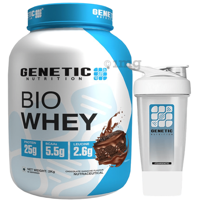 Genetic Nutrition Bio Whey Powder Chocolate Ganache with Shaker Free