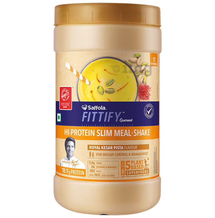 Saffola Fittify Gourmet Hi-Protein Slim Meal-Shake Powder (420gm Each) Royal Kesar Pista