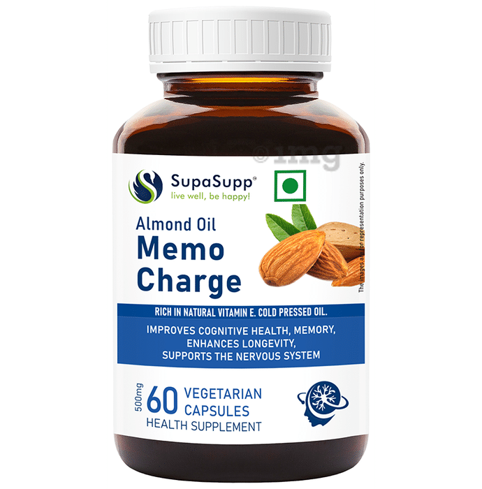 Sri Sri Tattva SupaSupp Almond Oil  Vegetarian Capsule Memo Charge, Supports Nervous System