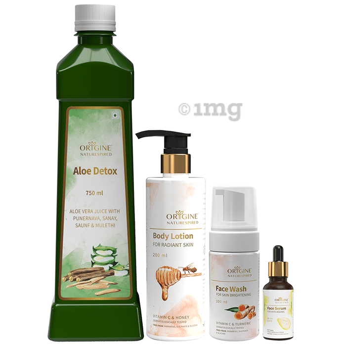 Virtual Combo Brand Combo Pack of Origine Naturespired Aloe Detox 750ml, Body Lotion 200ml, Facewash 100ml, & Face Serum 30ml