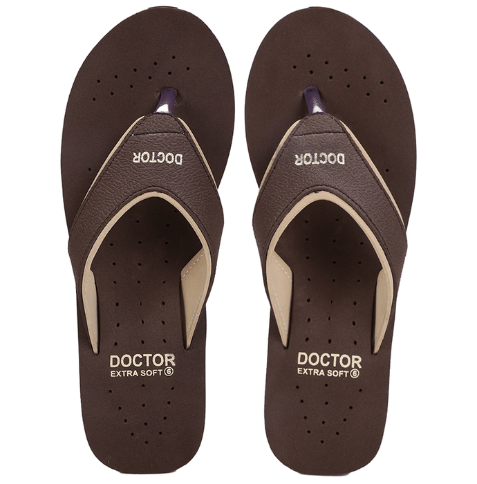 Doctor Extra Soft Ortho Care Orthopaedic Diabetic Pregnancy Comfort Flat Flipflops Slippers for Women Brown 8