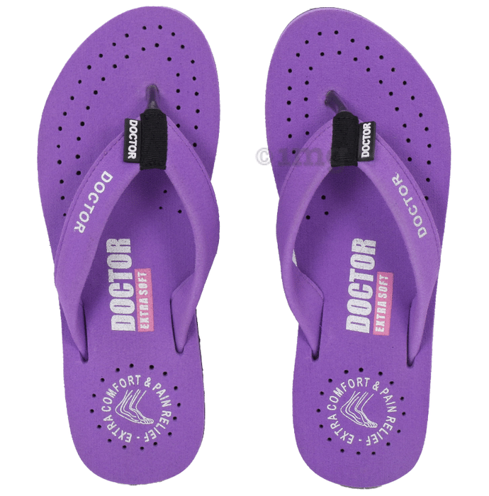 Doctor Extra Soft D 16 Orthopaedic and Diabetic Feel Good Super Comfort Slippers for Women Purple 3