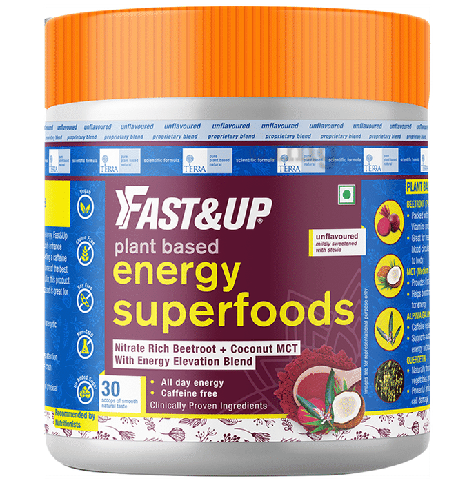 Fast&Up Plant Based Energy Superfoods, Nitrate Rich Beetroot + Coconut MCT + Energy Elevation Blend