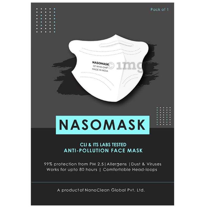 Nasomask N95 Anti-Pollution Face Mask with Headloop White New Design