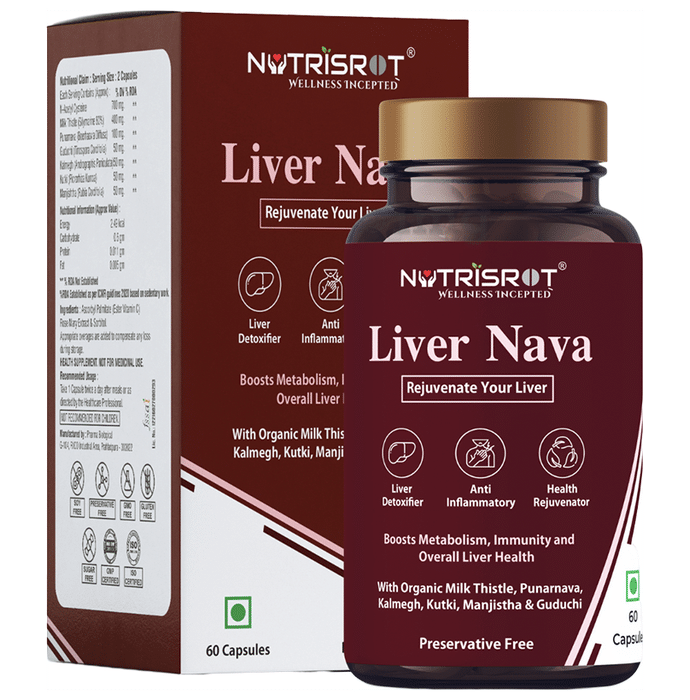 Nutrisrot Liver Nava Capsule for Liver Detox & Immunity with Organic Milk Thistle