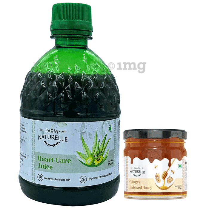 Farm Naturelle Heart Care Juice (400ml Each) with 55 gm Ginger Infused Honey Free