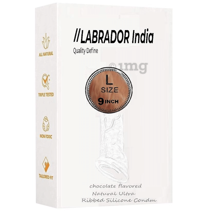 Labrador India Natural Ultra Ribbed Silicon Large Condom | Flavour Chocolate