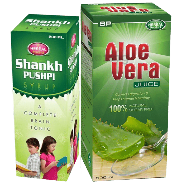 S.P Pharmaceuticals Combo Pack of Shankhpushi Syrup (200ml) & Aloe Vera Juice (500ml)