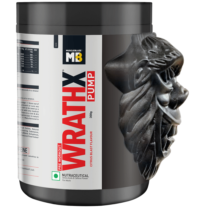 Muscleblaze Pre Workout Wrath X Pump Powder Citrus Blast