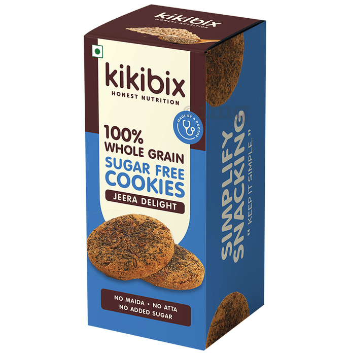 Kikibix 100% Whole Grain Cookies Sugar Free Jeera Delight