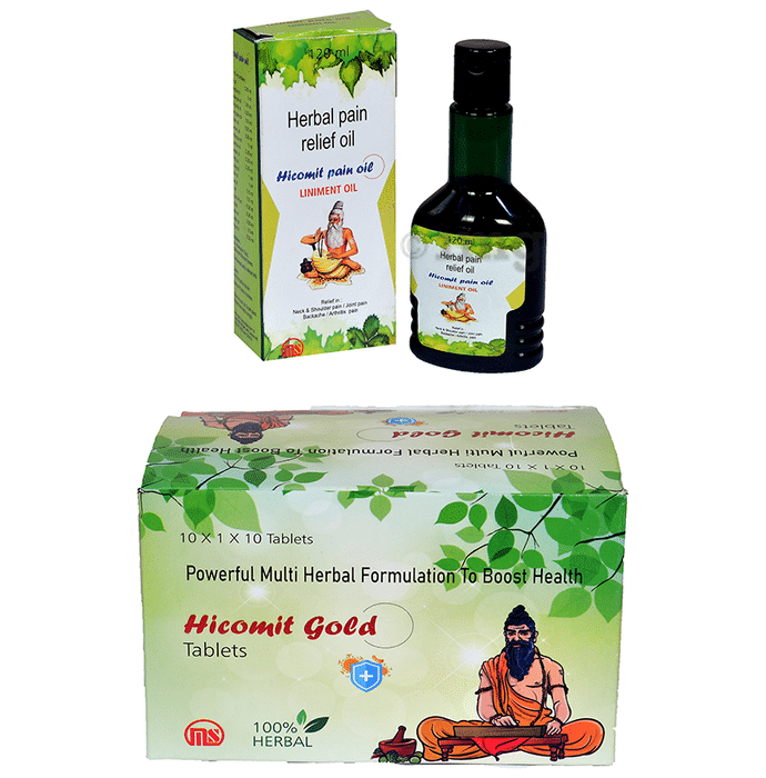 Metabolic Life Sciences Combo Pack of Hicomit Pain Oil (100ml) & Hicomit Gold Tablet (10)