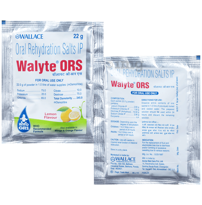 Walyte ORS for Instant Energy, Hydration & Electrolyte Balance | Flavour Powder Lemon