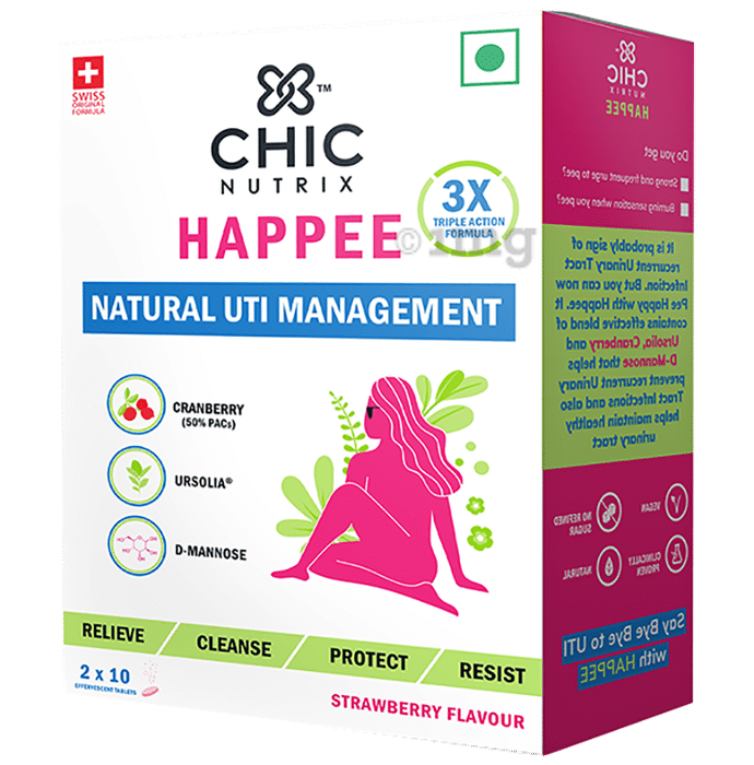 Chicnutrix Happee Natural UTI Management Strawberry Effervescent Tablet