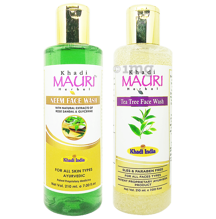 Khadi Mauri Herbal Combo Pack of Neem & Tea Tree Face Wash (210ml Each