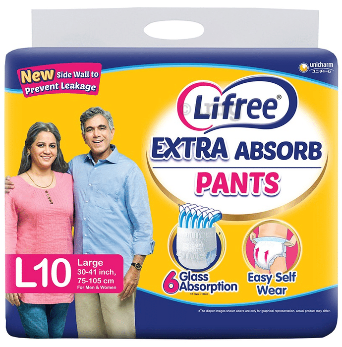 Lifree Extra Absorb Unisex Pants | New Side Wall to Prevent Leakage | Size Large