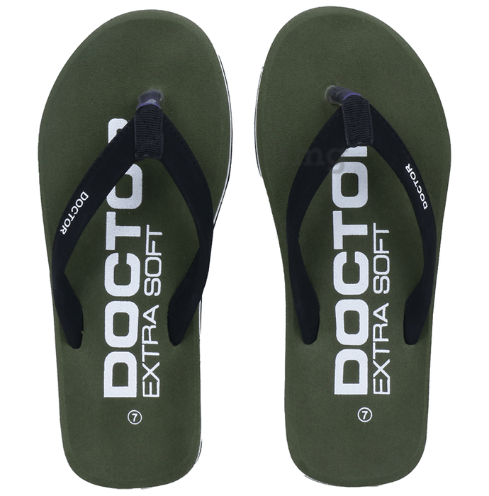 Doctor Extra Soft D27 Care Orthopaedic Diabetic Super Fit Comfort Daily Use Flip-flops for Men Olive 12