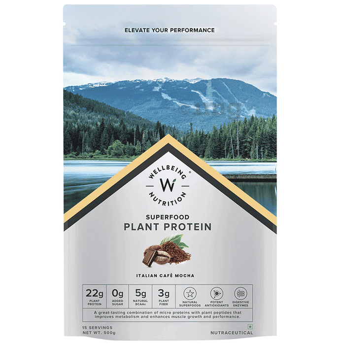 Wellbeing Nutrition Superfood Plant Protein for Muscle Growth & Metabolism | Flavour Powder Italian Cafe Mocha