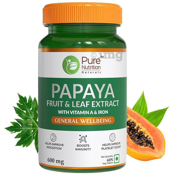 Pure Nutrition Papaya Fruit & Leaf Extract 600mg Veg Tablet
