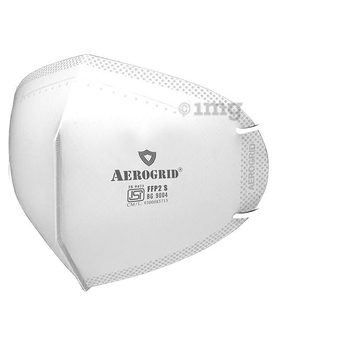 Aerogrid FFP2 5 Layer Premium N95 Mask with Headband Converter Strip White with White Ear Loop