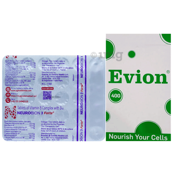 Combo Pack of Neurobion Forte Tablet (30) & Evion 400mg Capsule (20)