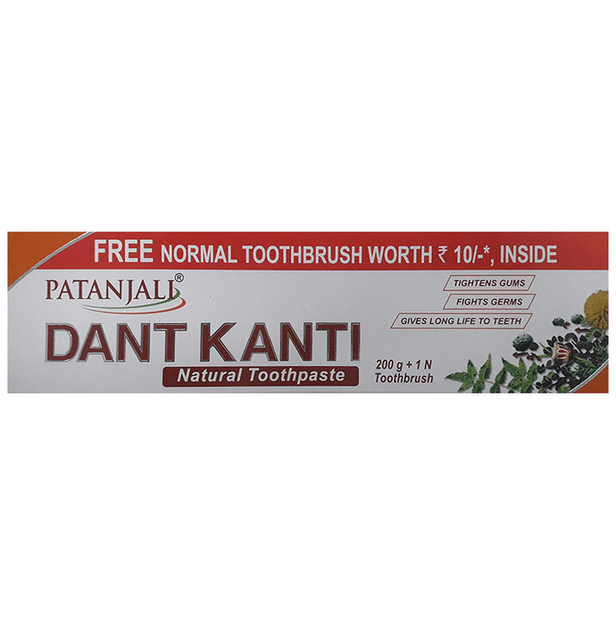 Patanjali Ayurveda Dant Kanti Natural Toothpaste | Tightens Gums & Fights Germs with Normal Toothbrush Free