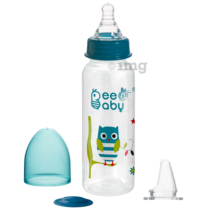BeeBaby 2 in 1 Advance+ Baby Feeding Bottle To Sippy Bottle with Anti-Colic Silicone Nipple & Silicone Sippy Spout. 8 months+ Blue
