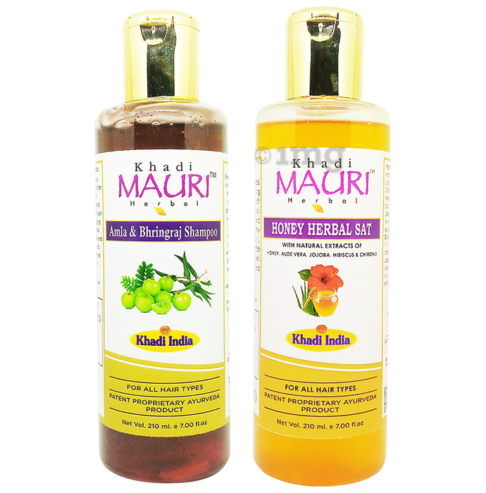 Khadi Mauri Herbal Combo Pack of Amla Bhringraj & Honey Shampoo(210ml Each)