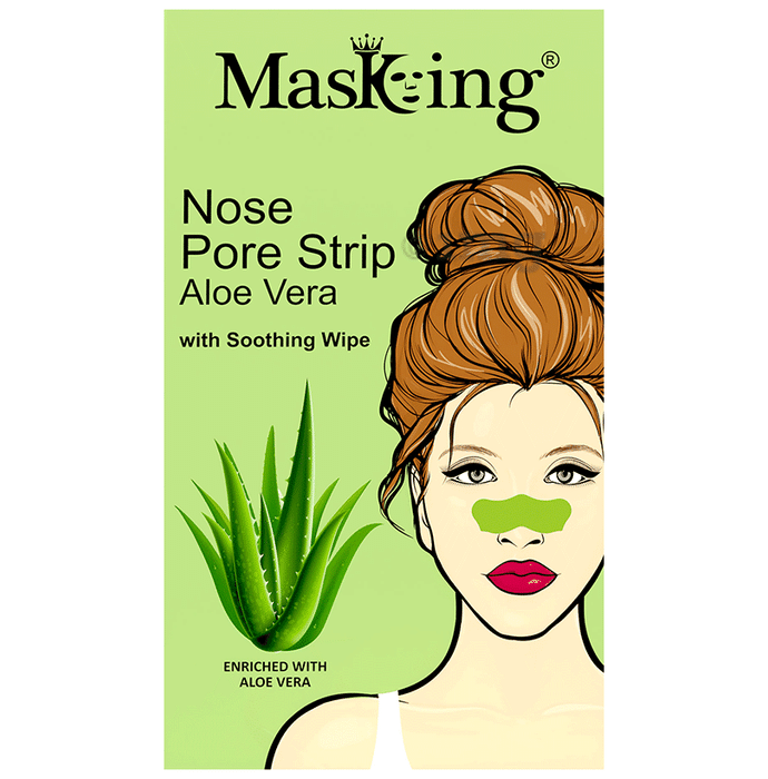 Masking Nose Pore strip Aloe vera with Soothing Wipe (5 Nose Strip+5 Soothing wipe)