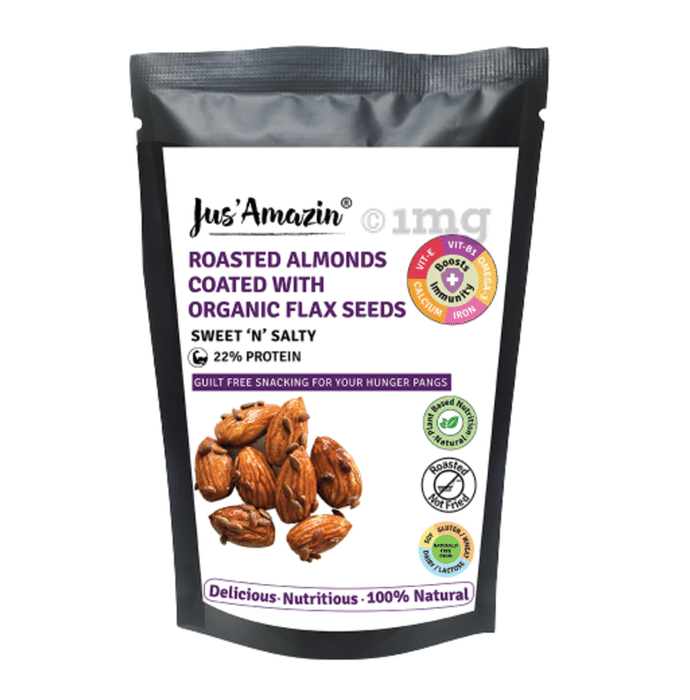 Jus Amazin Roasted Almond Coated with Organic Flax Seeds (35gm Each)