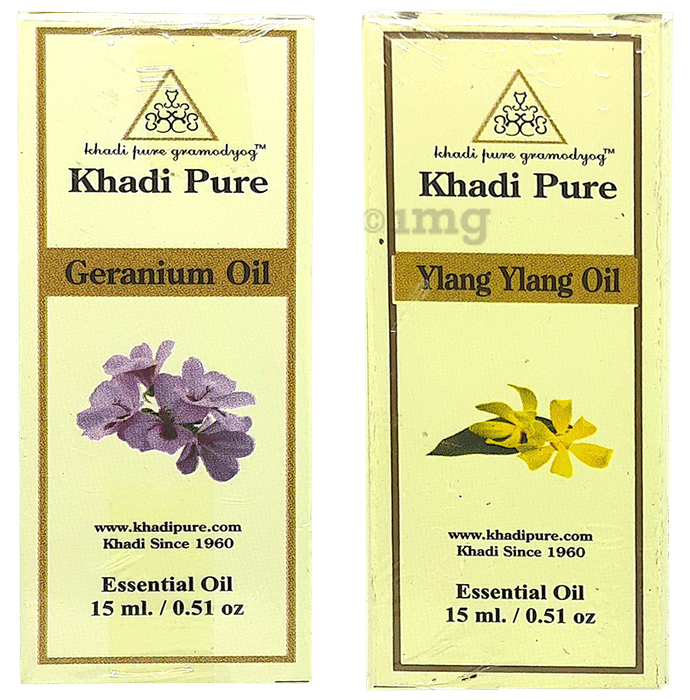 Khadi Pure Combo Pack of Geranium Oil & Ylang Ylang Oil (15ml Each)