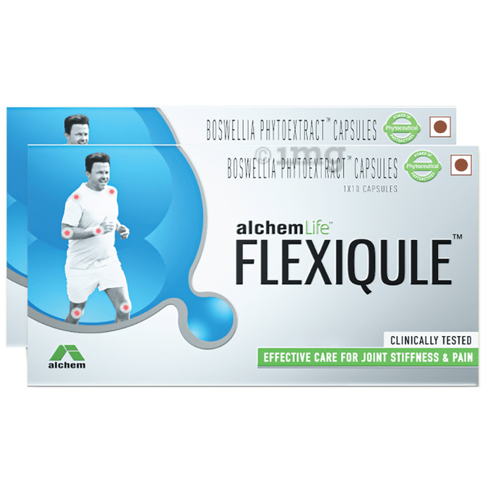 Flexiqule Capsule with Bosewellia Serrata & Ginger | For Joint Stiffness & Pain Relief (10 Each)