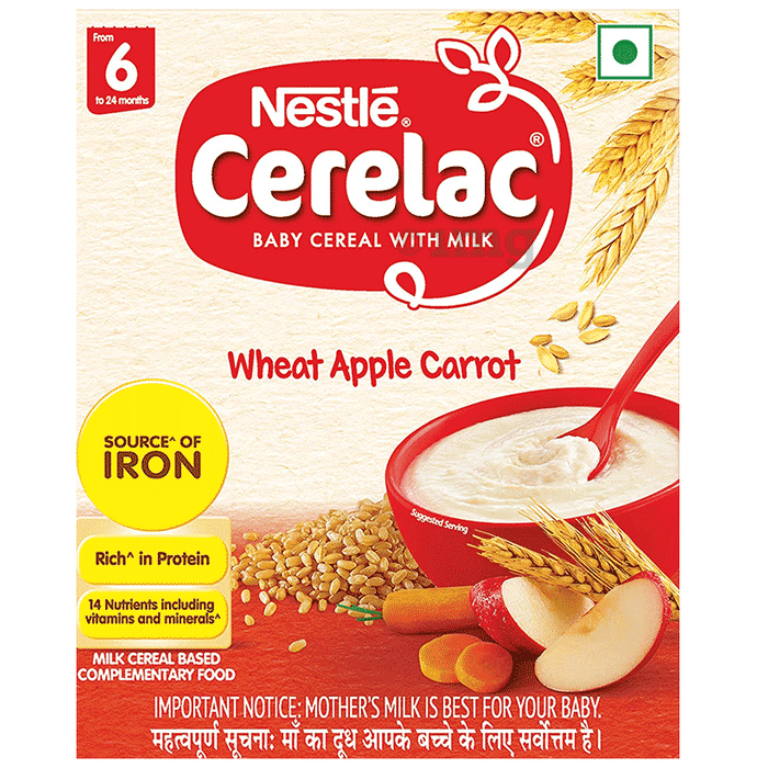 Nestle Cerelac Baby Cereal with Milk & Iron (from 6 to 24 Months) | Wheat Apple Carrot