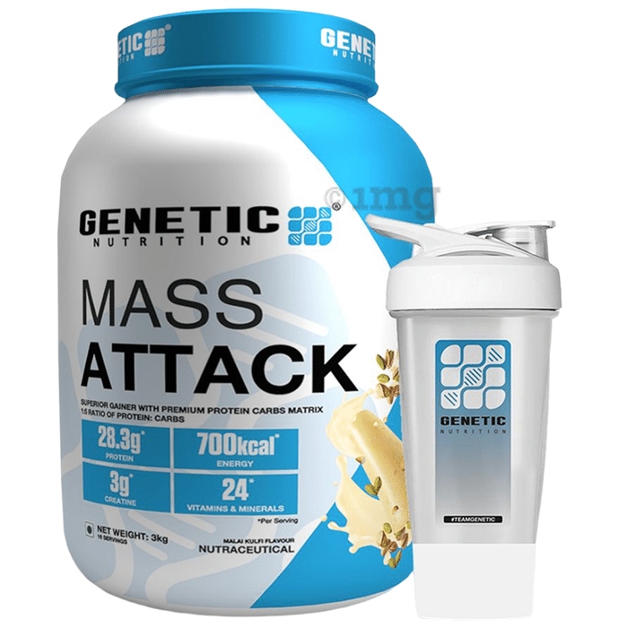 Genetic Nutrition Mass Attack Powder Kulfi with Shaker Free