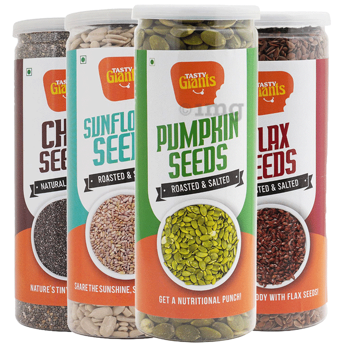 Tasty Giants Combo Pack of Pumpkin Seeds (180gm), Flax Seeds (180gm),Chia Seeds (200gm) & Sunflower Seeds (180gm)