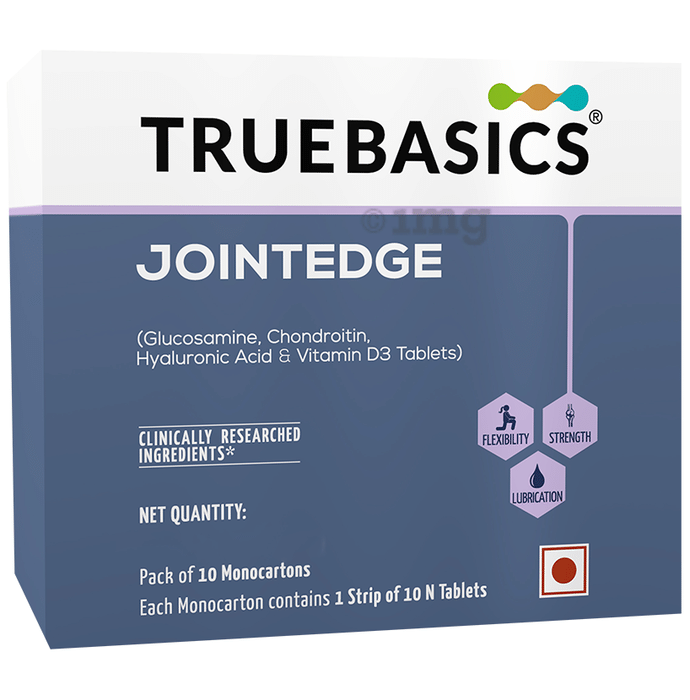 TrueBasics Jointedge with Glucosamine, Chondroitin, Hyaluronic Acid & Vitamin D3 | For Flexibility, Strength & Lubrication | Tablet